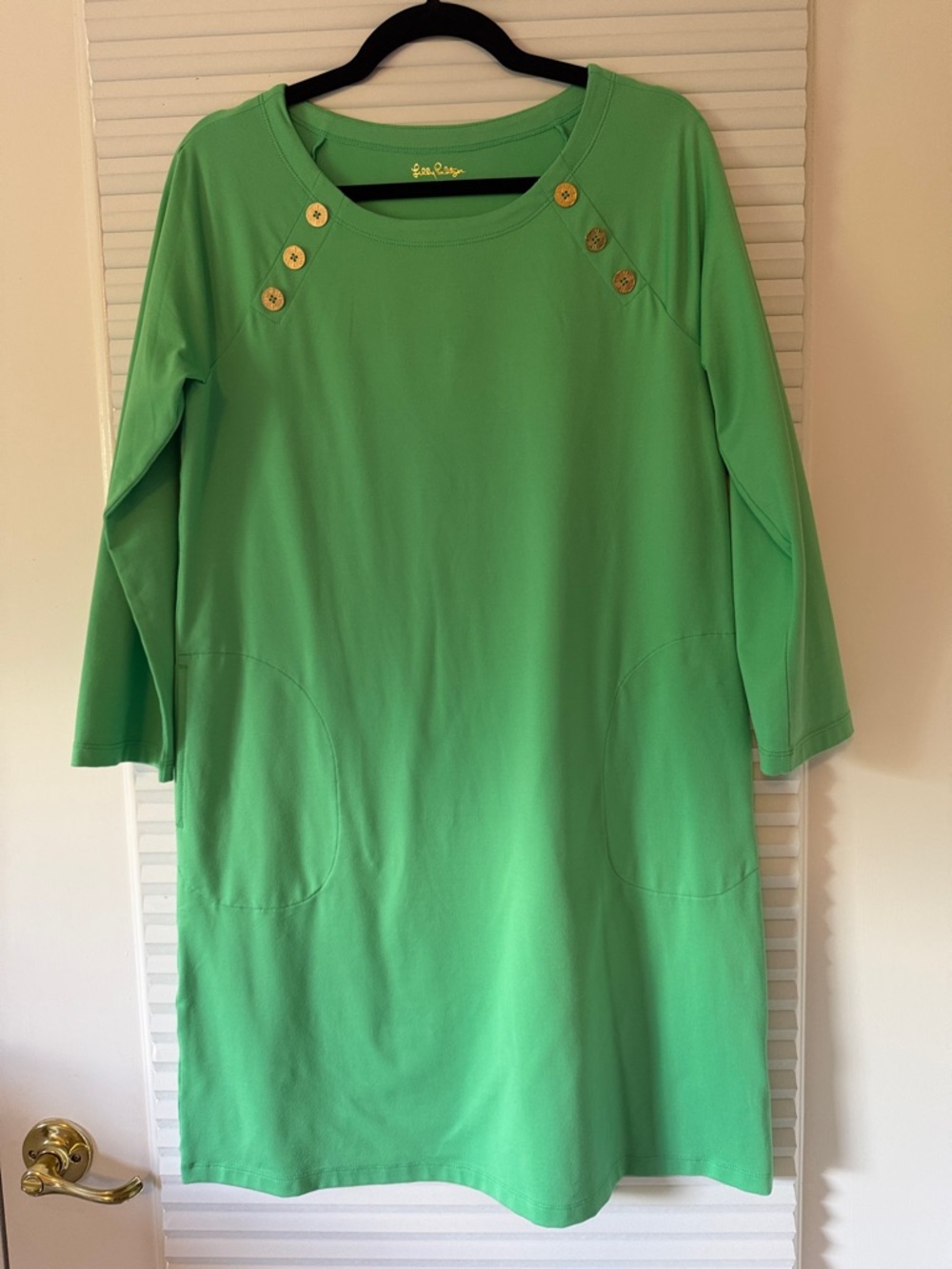 Lilly Pulitzer Bright Green Crewneck Top with Gold Logo